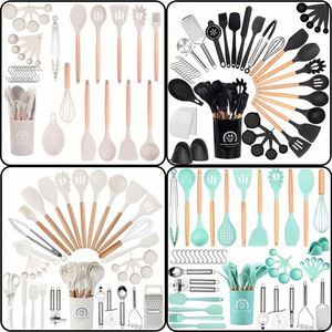 Accesorios para electrodomésticos de cocina, juego de utensilios de cocina de 14 piezas, juego de utensilios de cocina de silicona con mango de madera, resistente al calor - Product Image 2