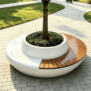 Sièges publics modernes résistants aux intempéries, tabourets entourés d'arbres pour les aménagements paysagers des ceintures vertes urbaines - Product Image 2