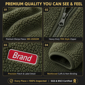 Custom Embroidery Logo High Quality Zipper Unisex Winter Wool <strong>Sherpa</strong> Hoodie <strong>Jackets</strong> Color Block Fleece Warm <strong>Sherpa</strong> <strong>Jackets</strong> <strong>Men</strong> - Product Image 3