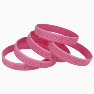 Factory Customize <b>Breast</b> Cancer Prevention Awareness <b>Silicone</b> Custom Logo Information Promotional Rubber Bracelets - Product Image 3