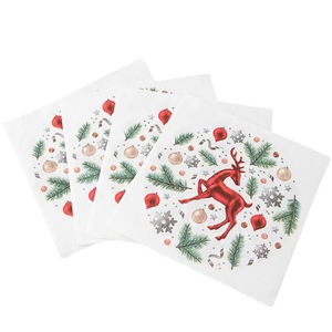 Neue grenzüberschreitende Weihnachts-Feiertags-Dekoservietten mit Elchmuster im Beutelstil, 20 Blatt, 4-fach gefaltet, aus Frischholz-Papier - Product Image 5