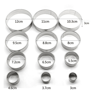 Directo de fábrica de acero inoxidable donut fondant pastel herramienta molde redondo para pastel mousse círculo 12 piezas a juegos cortadores de galletas - Product Image 2