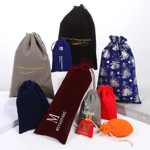 Factory Velvet Drawstring Bags With Logo Size Custom 5X7 7X9 9X12 13X18 15X20 Cm Jewelry Pouch Bag Supplier