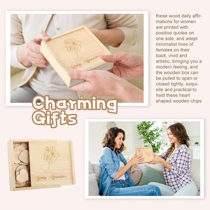Personalisierte Holzkarten mit positiven Affirmationen für Frauen, herzförmig, tägliche Affirmationen, Holzbox, Geschenke, motivierende Zitate - Product Image 4
