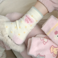 Chaussettes douillettes roses pour femmes, chaussettes d'hiver épaisses et rembourrées, écologiques, pour un usage quotidien, ensemble cadeau en peluche Kawaii, 3 paires