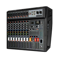 Console de mixage audio portable 8 canaux avec amplificateur intégré, effets USB Bluetooth pour système de sonorisation d'événements de groupe