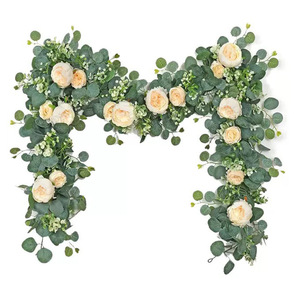 Guirlandes de pivoines artificielles en soie, 100 cm, 200 cm, réalistes, pour décoration de mariage, décoration de la maison, suspension de porte, style moderne - Product Image 1