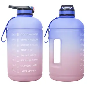 128盎司激励水瓶，带时间标记防漏可重复使用的塑料运动健身摇床