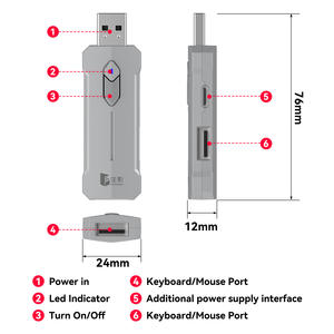 Nuevo en 2026, Adaptador USB Inalámbrico con Conexión Bluetooth para Android, Conjunto de Teclado y Ratón para Juegos como PUBG - Product Image 4