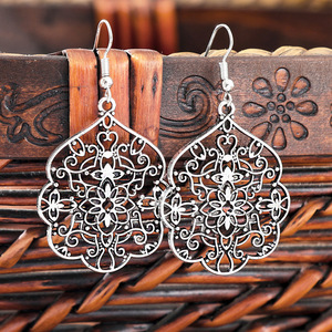 Bohemian Geometric Jewelry <b>Set</b> Alloy Antique <b>Silver</b> Plated <b>Necklace</b> And Earrings Women's Party Fashion - Product Image 3