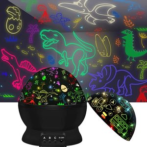 360 graus de Rotação de Luz Crianças Noite Dinossauro e Carros Projetor, 9 4 Lâmpadas LED Cor Clara Mudança com Cabo USB - Product Image 3