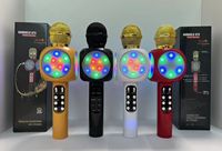 Microphone karaoké sans fil pour enfants 1816 avec lumières LED contrôlables, micro-haut-parleur portable 4-en-1