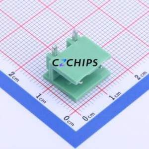 KF2EDGR-7.5-2P Plug-in Terminal Block Bent Lead Through Hole,P=7.5mm Connector Board-to-Board / Socket - Open 1x2P 7.5mm Green - Product Image 1