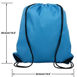 Mochila impermeável de logotipo, mochila de náilon com corda para compras reciclada 210d de poliéster, personalizada com cordão