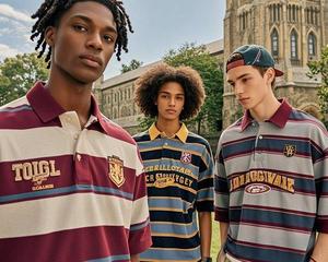 Logo personnalisé Chemise de <span class=keywords><strong>rugby</strong></span> brodée surdimensionnée de haute qualité Polo rayé à manches longues Combinaison de rue Polo de <span class=keywords><strong>rugby</strong></span> en coton - Product Image 4