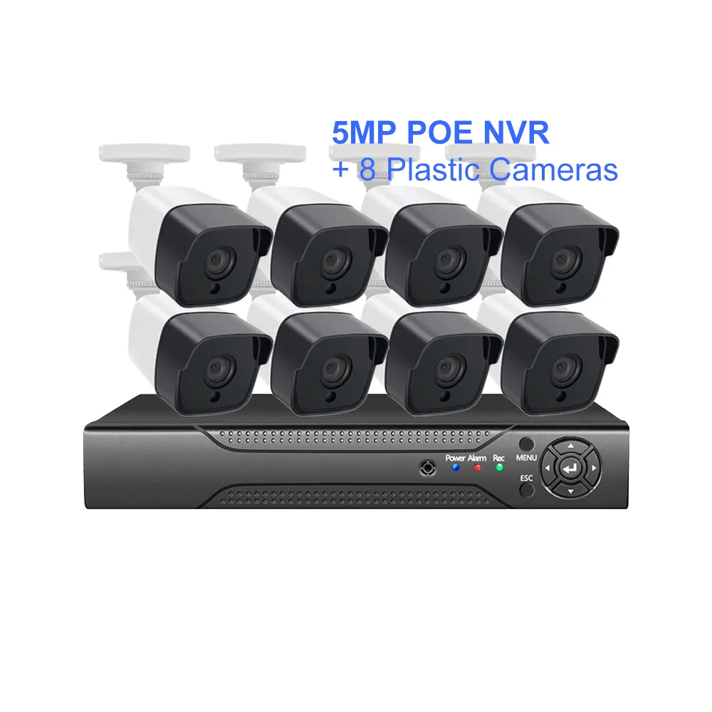 8ch सीसीटीवी सुरक्षा कैमरा प्रणाली nvr poe किट 5mp poe कैमरा गति का पता लगाने अलार्म और अवरक्त रात दृष्टि