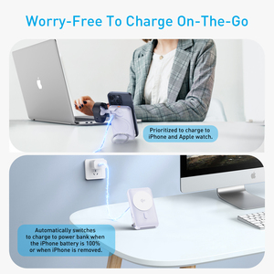 Batterie Externe Magnétique 3-en-1 Pliable de 15W avec Recharge Sans Fil, 10000mAh 20W PD, Station d'Alimentation pour iPhone et <span class=keywords><strong>Apple</strong></span> Watch - Product Image 2