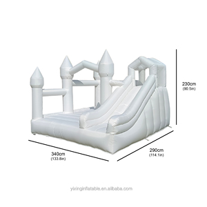 Castello gonfiabile bianco gonfiabile castello 4.5m con grande Area di salto e scivolo, festa di compleanno di nozze - Product Image 2