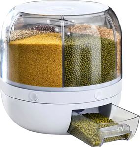 Rotary Barrel <b>Storage</b> <b>Box</b> Microwavable Rectangle Plastic Grain Containers Cereal Rotate Rice Dispenser 12L/20L - Product Image 1