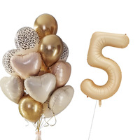 Ensemble de ballons en latex en forme de cœur de 40 pouces, grand ballon en feuille, couleur crème caramel, pour la décoration d'anniversaire