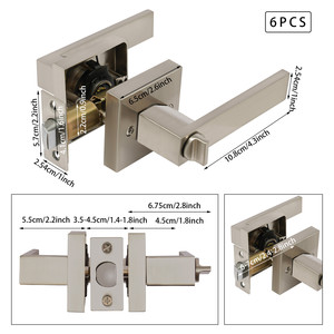 Lot de 6 poignées de porte en nickel brossé, en alliage de zinc, robustes, pour entrée, intimité, <span class=keywords><strong>passage</strong></span>, intérieur, avec serrure pour chambre et salle de bain - Product Image 6