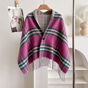 2026 Luxury Winter Famous Designer Winter Plaid <strong>Cape</strong> Shawl Double Sided Wool Thick Party Shawl <strong>Coat</strong> for <strong>Women</strong> - Product Image 4