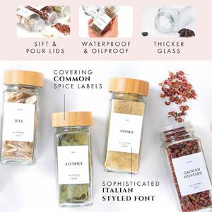 Home Glass Bamboo Wooden Eco-Friendly Dishwasher Safe <b>Spice</b> Bottle Jar Salt Pepper Shaker Set Private <b>Label</b> - Product Image 3