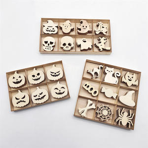 Halloween en bois créatif en bois artisanat Halloween creux décoration petit pendentif une pièce personnalisé - Product Image 4