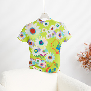 Miyake ultima moda camicetta Design stampato a <span class=keywords><strong>pois</strong></span> Top a maniche corte t-shirt elastica pieghettata Casual da donna - Product Image 3