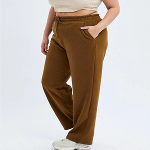 Vêtements pour femmes de <span class=keywords><strong>grande</strong></span> <span class=keywords><strong>taille</strong></span>, tricoté sur mesure, décontracté, <span class=keywords><strong>beige</strong></span>, ample et surdimensionné, baggy marron pour femmes, <span class=keywords><strong>pantalon</strong></span> de jogging à jambes larges, <span class=keywords><strong>pantalon</strong></span> <span class=keywords><strong>grande</strong></span> <span class=keywords><strong>taille</strong></span> - Product Image 4
