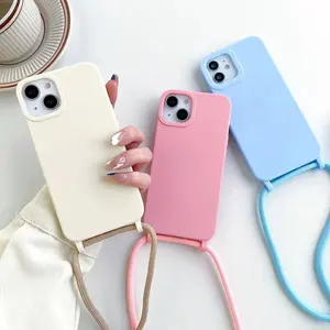Cross-Border iPhone 15 Pro Max Soft TPU Case Skin Feel Strap Oil Spray All-Inclusive Waterproof Protection iPhone 14 13 12 11