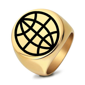 Bague globe en acier inoxydable pour homme, 22 mm, design géométrique, bijoux de mode ronds, cadeau - Product Image 1