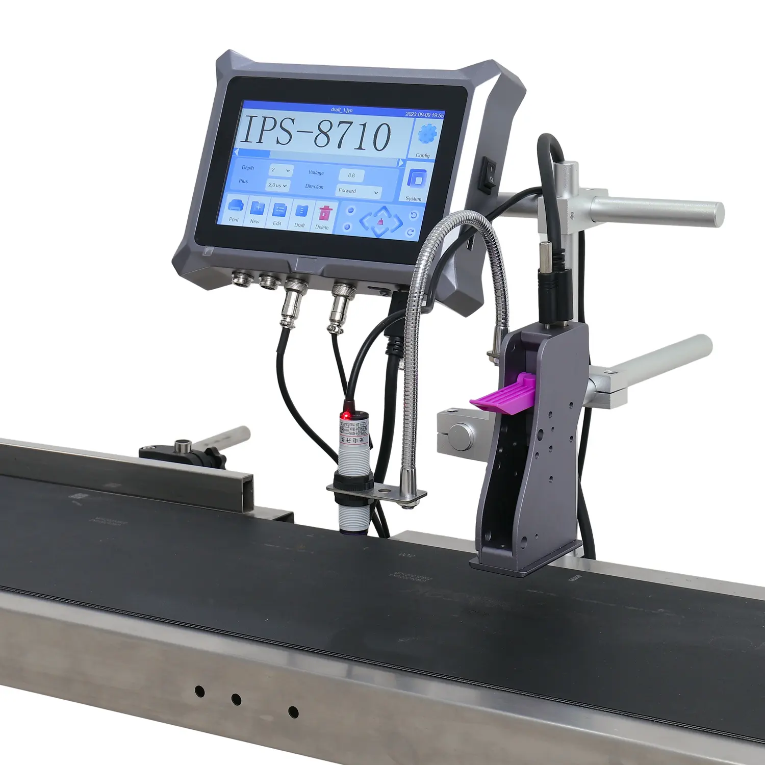 IPS-8710 1 a 2 teste on-line macchina di codifica a getto d'inchiostro automatico coder batch stampante a getto d'inchiostro data di scadenza bottiglia scatola di cartone TIJ
