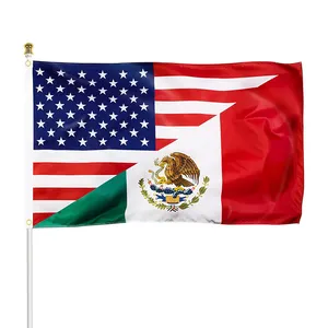Kustom persahabatan Meksiko AS spanduk 3x5 kaki bendera Meksiko Amerika poliester