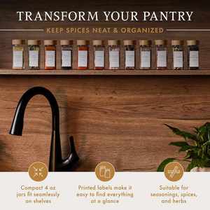 Kitchen 4oz Herb <b>Spice</b> Tools Glass Seasoning <b>Jars</b> Wood Lid Salt Pepper Chili Shaker Garlic Sets Durable Eco-Friendly Food Grade - Product Image 3