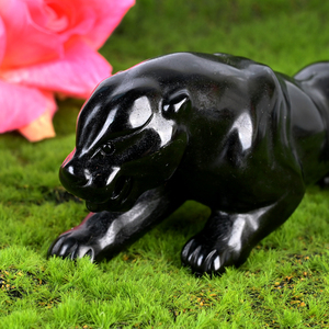 Vente en gros de sculptures d'animaux en cristal d'obsidienne noire, pierres de guérison naturelles, pour la décoration de la maison - Product Image 6