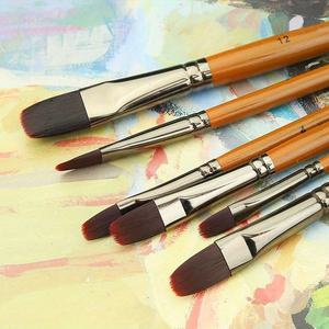 Juego <span class=keywords><strong>de</strong></span> 6 pinceles <span class=keywords><strong>de</strong></span> madera <span class=keywords><strong>de</strong></span> mango corto con pelo <span class=keywords><strong>de</strong></span> nailon rojo vino para <span class=keywords><strong>acuarela</strong></span>, 4 tipos <span class=keywords><strong>de</strong></span> puntas opcionales, suministros <span class=keywords><strong>de</strong></span> arte para pintura al óleo - Product Image 5
