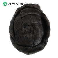 Prothèse capillaire pour hommes, base mono PU, cheveux humains indiens, densité 130%, faite à la main, nœuds durables, style libre, 9 tailles, 5x7-9x11, système capillaire