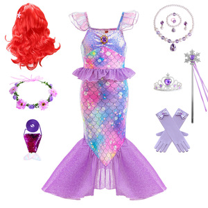 Disfraz de Princesa <span class=keywords><strong>Ariel</strong></span> con Volantes de Arcoíris, Vestido de Sirena para Cosplay, Disfraces de Película para Niñas, Vestido de Fiesta para Halloween, Carnaval, Navidad - Product Image 1