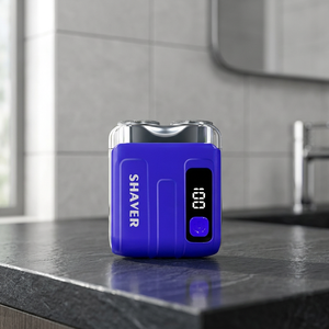 เครื่องโกนหนวดไฟฟ้าแบบใบมีดคู่ หมุนได้ กันน้ำ IPX7 แบตเตอรี่แบบชาร์จได้ 1500mAh สีฟ้า สำหรับผู้ชาย โกนหนวด - Product Image 1