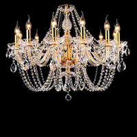 Lustre en cristal doré de luxe européen, lampe suspendue au plafond LED pour villa, salon, bureau à domicile, éclairage décoratif