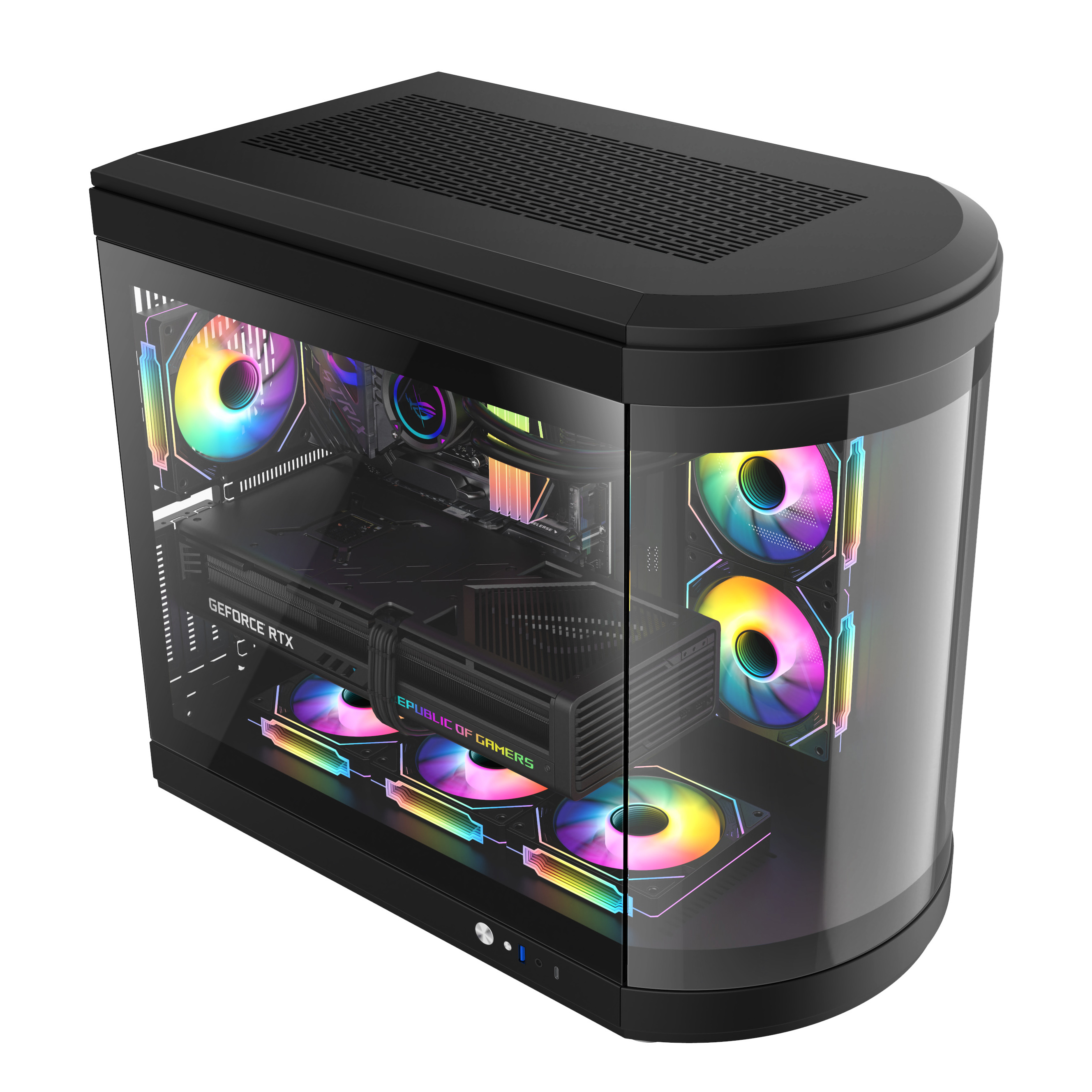 RGB Gaming Case - Tempered Glass PC Case with Water Cooling