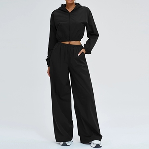 Completo Sportivo da <span class=keywords><strong>Donna</strong></span> con Protezione Solare, <span class=keywords><strong>Felpa</strong></span> con Cappuccio Antivento con Zip, Tuta da Ginnastica per Donne - Product Image 4