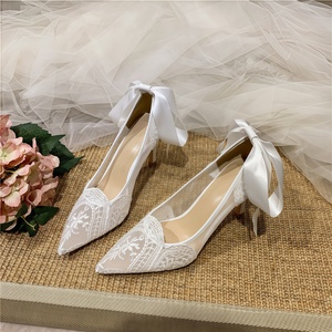 Luxury Designer Pointed Toe Summer Thin Heel Stiletto High Heeled Wedding Sandals Bow Knot Heeled Shoes for <strong>Women</strong> - Product Image 2