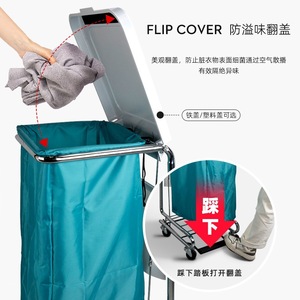 Laundry Cart With Flip Cover 4 Castor Medical Waste Disposal <b>Trolley</b> Hospital Use - Product Image 1
