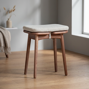 Modern Solid Wood <b>Stool</b> With Fabric Cushion Scandinavian Design Living Room Furniture Apartment Use - Product Image 1