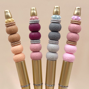 <b>Wholesale</b> 12mm BPA-Free Food Grade Silicone Disc Stripe Metallic <b>Bead</b> for <b>Pens</b> Silicone <b>Bead</b> <b>Pen</b> Accessories - Product Image 1