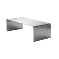 Table basse en acier inoxydable de style Bauhaus du milieu du siècle, table à thé rectangulaire minimaliste italienne en métal pour salon, petit appartement