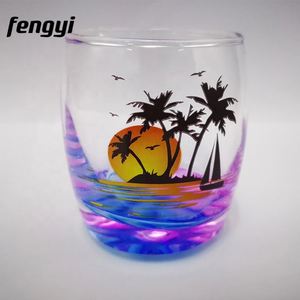 Vaso de Vino sin Tallo con Diseño Personalizado de Palmeras en Atardecer Tropical, para Agua, Bebidas, Leche, Jugo - Product Image 3