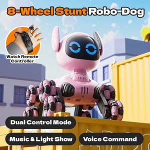 4DRC Y9 Chien <span class=keywords><strong>Robot</strong></span> <span class=keywords><strong>Transformable</strong></span> à Détection de Geste, Jouet pour Animaux de Compagnie à 8 Roues pour Cascades, Voiture Télécommandée 2.4G avec Fonction de Retournement à une Touche, Son et Lumières - Product Image 2